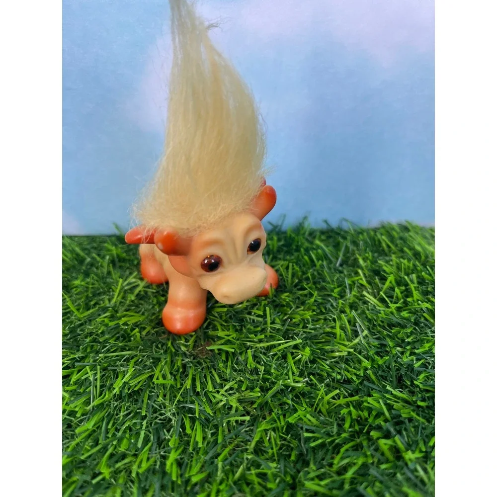 Vintage Thomas Dam Bull Troll Doll Blonde Mohawk Hair Retro Toy Collectible